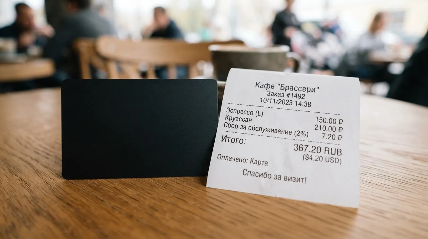 Чек и карта на столике в кафе
