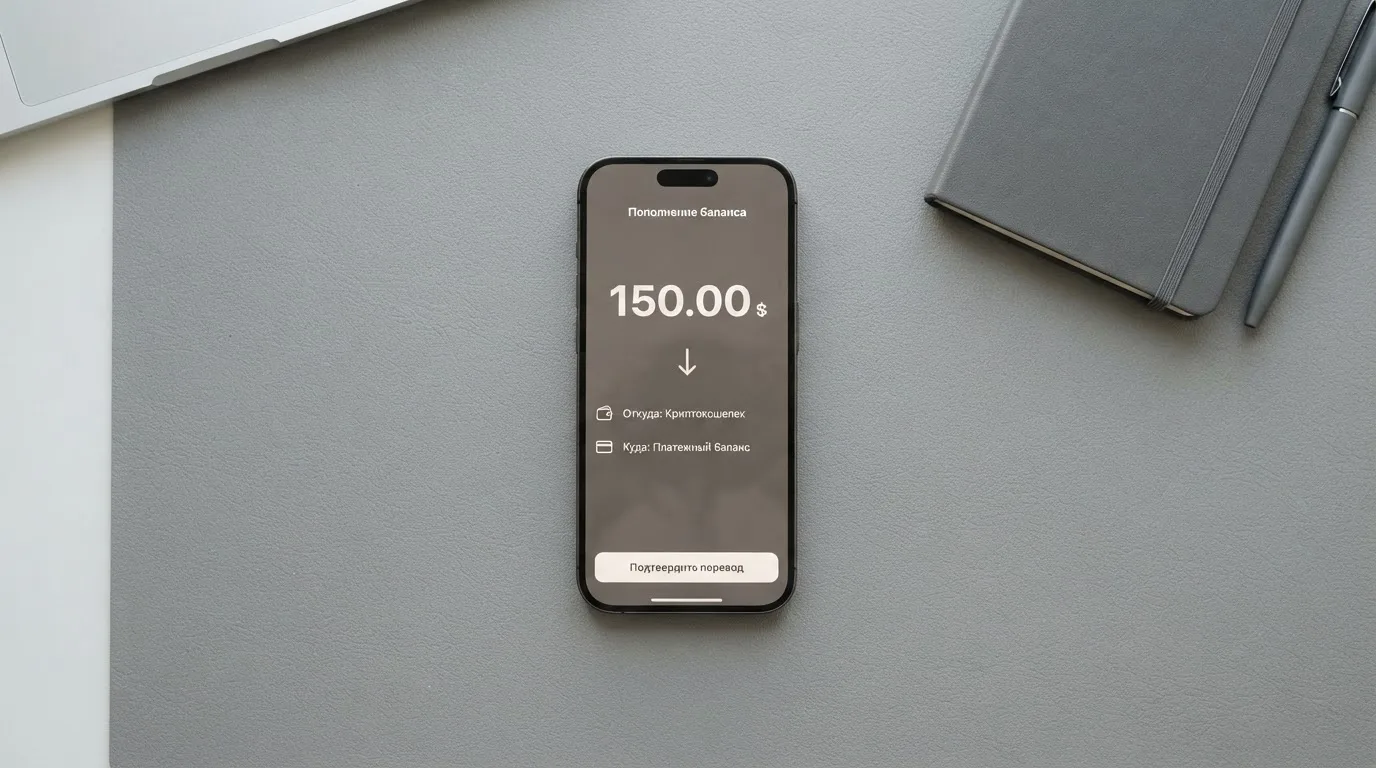 Телефон с экраном перевода стейблкоина