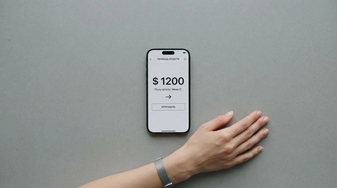 Телефон с экраном перевода стейблкоина