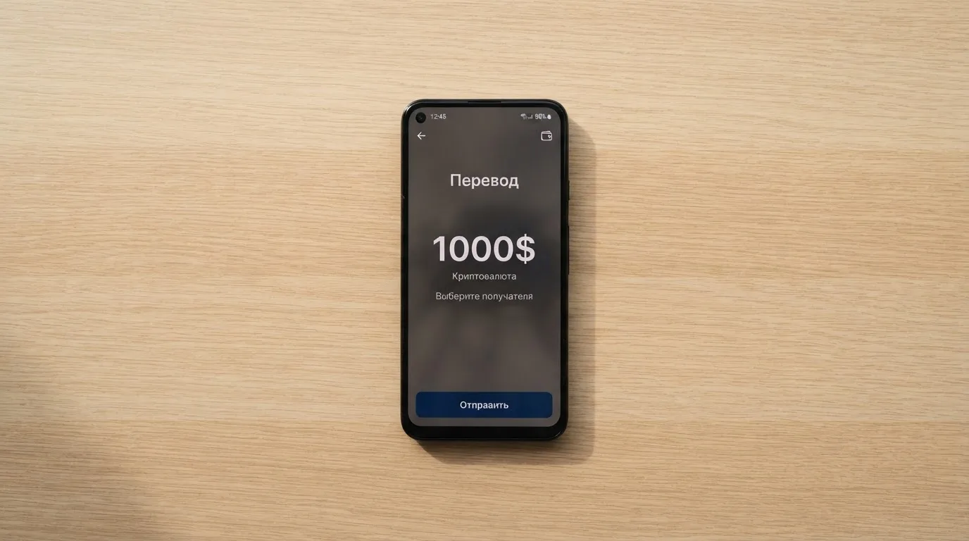 Телефон с экраном перевода стейблкоина