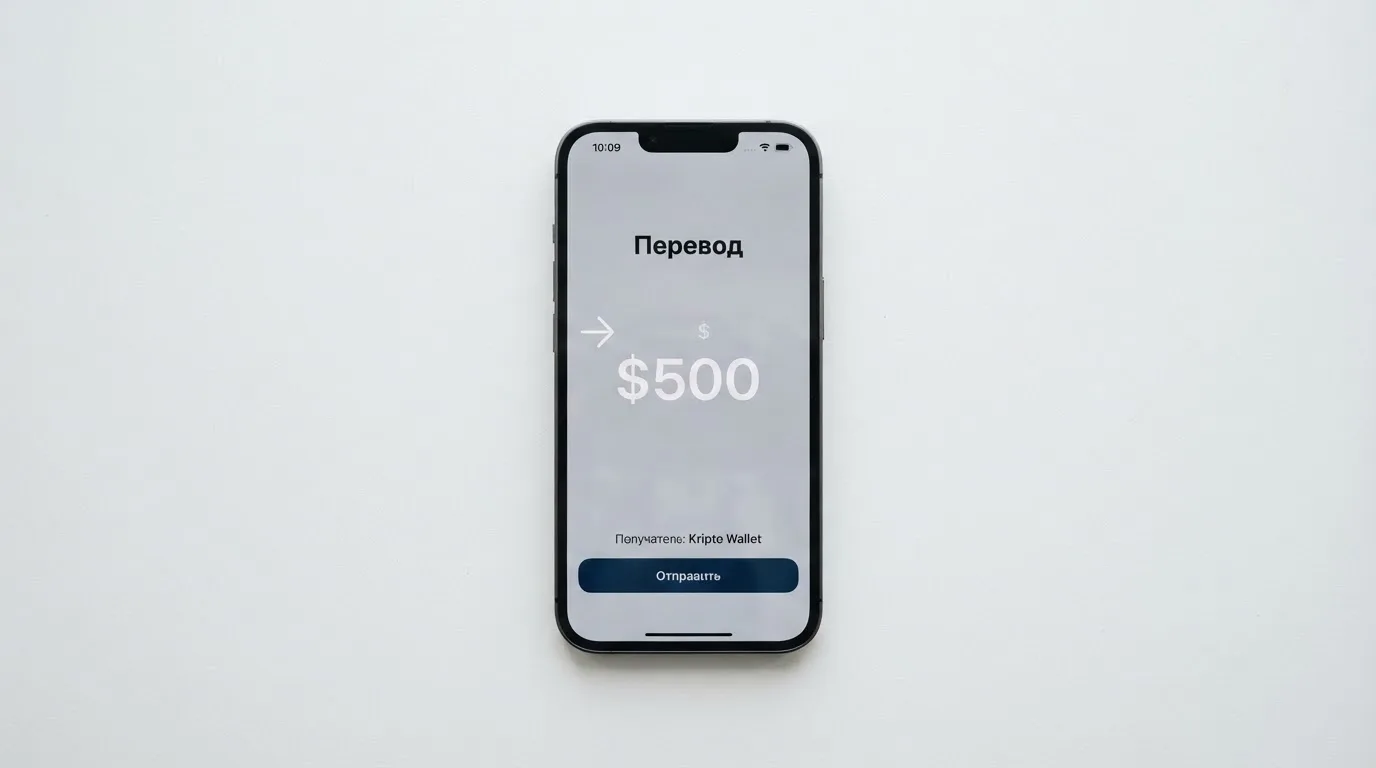 Телефон с экраном перевода стейблкоина